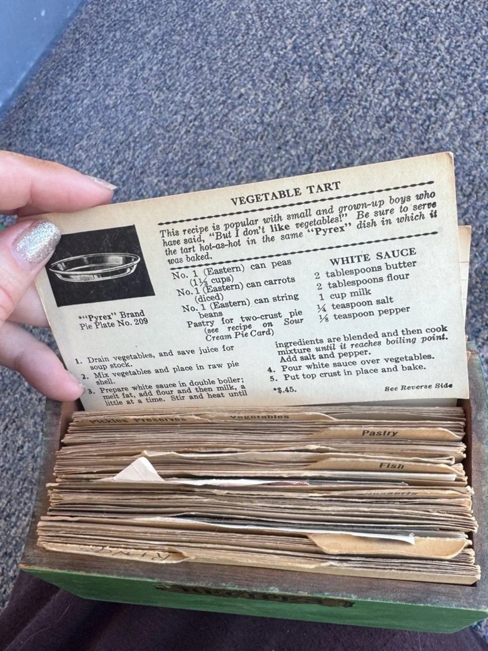 Knickerbocker-Instand Vintage Recipe Box Green Shabby Chic - Picture 9 of 9